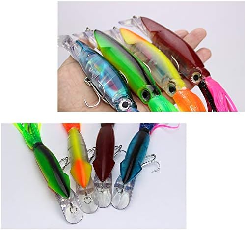 4Pcs Large Simulation Squid Fishing Lures Bait Kit,3D Holographic Eyes,Built-in Multicolored Lead Blocks Through Heavy Duty ,Stable and Tempting - Image 5