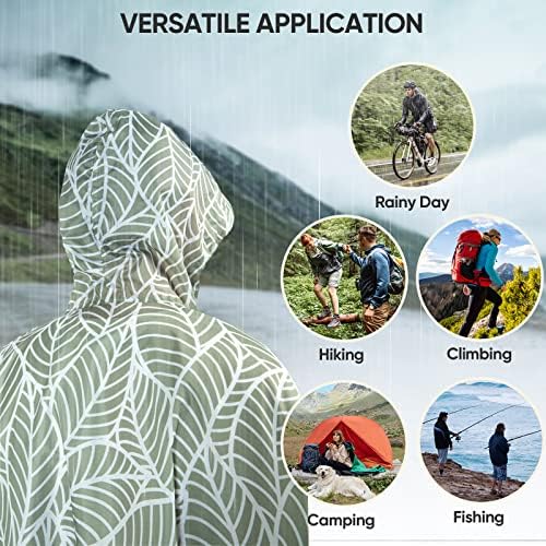 PTEROMY Hooded Rain Poncho for Adults, Reusable Waterproof Raincoat - Image 6