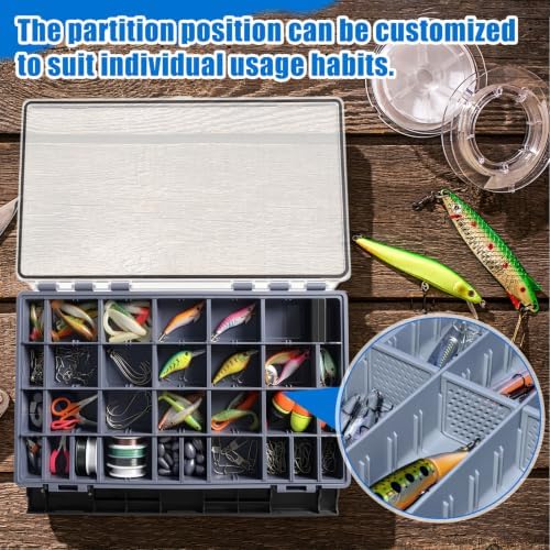 Junkin 6 Pack 3700 Fishing Tackle Boxes Waterproof, High-vis Black Lure Organizer Trays with Removable Dividers, Airtight Bait Storage Case for Bass Fishing Backpacks & Kayak Gear Accessories - Image 6