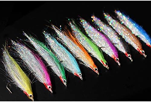 Tigofly 10 pcs 10 Colors 1/0 4cm High Carbon Hook Holo Silver Salmon Trout Sea Bass Steelhead Minnow Fly Fishing Flies Lure Set - Image 5