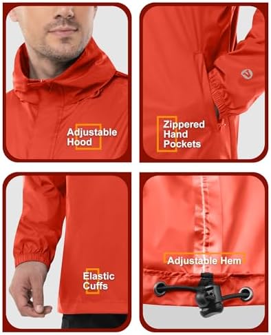 Outdoor Ventures Men's Rain Jacket Waterproof Lightweight Packable Pullover - Image 5