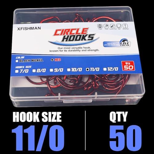 XFISHMAN Circle Hooks - Octopus Hooks Saltwater - 50 Pack #1 12/0 - Image 7