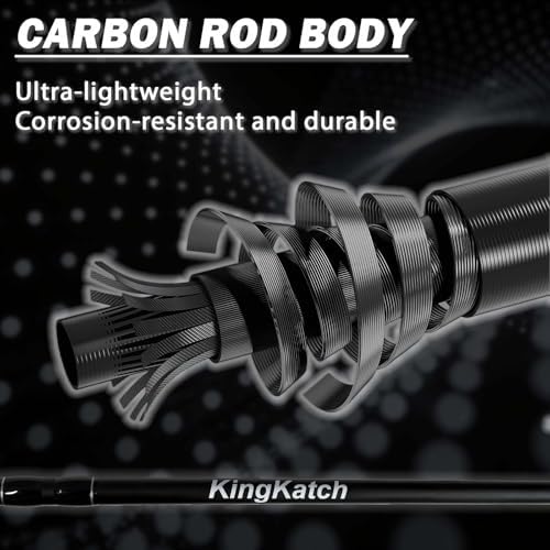 Medium Heavy Spinning Fishing Rod, 7' & 7'6" Carbon Graphite & Fiberglass Composite Rod, EVA Split Grip, Boat Rod for Bass, Trout, Catfish, Walleye, Saltwater & Freshwater Fishing - Image 7