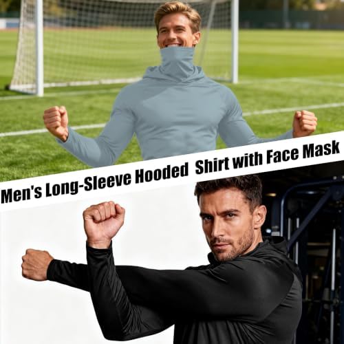 HovSiyla Mens Fishing Hoodie UV Sun Protection Shirts UPF Rash Guard Long Sleeve Shirts Hiking Performance Mesh Face Mask Top - Image 7