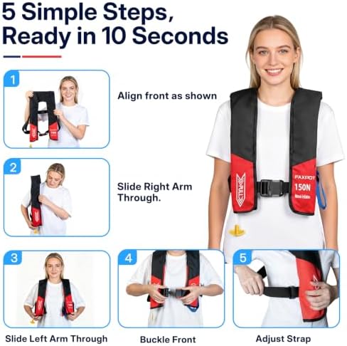 Inflatable PFD Life Jackets for Adults, 33g CO2 Cylinder - Image 7