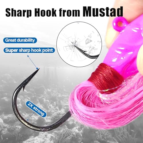 Eupheng Glow Bucktail Jigs, Surf Fishing Hair Jig with Mustad Hook - Image 7