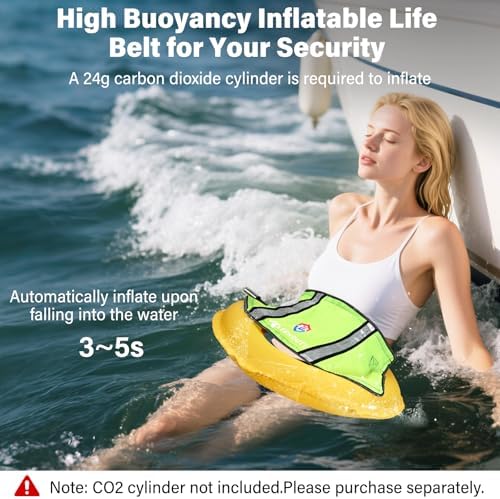 Manual Inflatable Belt Pack(with Reflective Sheet) Water Sports Waist Belt PFD for SUP Paddleboarding Kayaking Fishing Boating (fit 80-330 lbs) - Image 7
