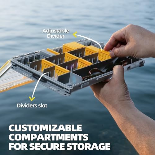 RUNCL 3600 Standard Fishing Tackle Box, Waterproof Floating Lure Storage Box with Adjustable Dividers, Clear Rust-Proof Utility Tray for Terminal Tackle, Hooks and Sinkers - Image 6