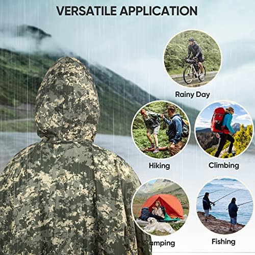 PTEROMY Hooded Rain Poncho for Adults, Reusable Waterproof Raincoat - Image 6