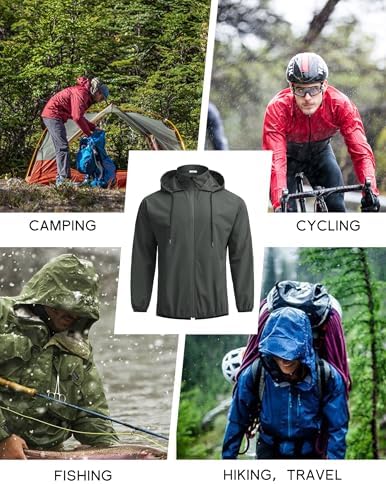COOFANDY Men's Light Rain Jacket Packable Waterproof Raincoat Windbreaker - Image 6