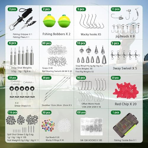 FONMANG 322-Piece Fishing Lures Kit - Buzz Bait/Spinner Baits/Jig/Frog, Fishing Tackle Box with Tackle Included, Soft Bait/Hooks/Weights, Fishing Gear Lure Kit Gift for Men Freshwater Bass Trout - Image 6