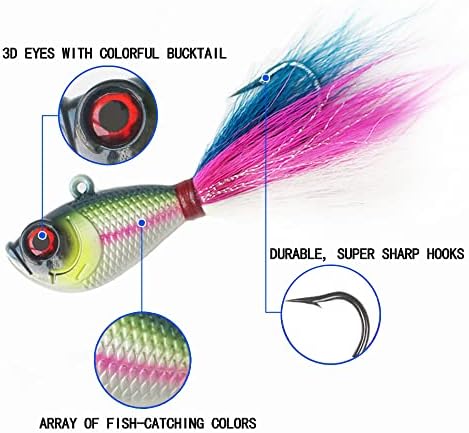 6oz bucktail jig fluke Lure Saltwater Freshwater for bass Striper Bluefish surf Fishing - Image 4