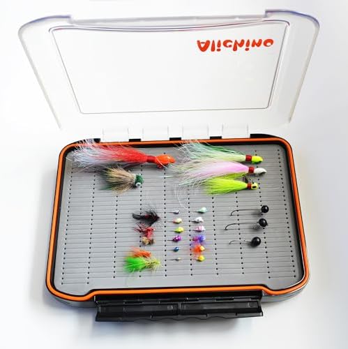 Alichino Fly Box for Fly Files Ice Jig Box Two Sided Waterproof Fly Fishing Box for Nymphs and Streamers (Grey Foam Insert C, Extra Large 11.8 * 8.4 * 2.2Inch) - Image 5