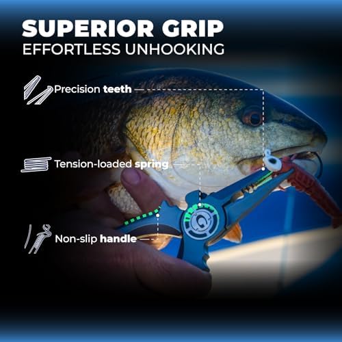 GOMEXUS Fishing Pliers Saltwater with Side Cutters, Never Rust Inshore & Nearshore Titanium Fishing gear with Lanyard & Leather Sheath, Hook Remover, (7'' Split Ring Nose) - Image 6