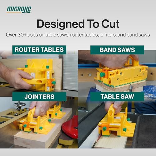 GRR-RIPPER+ by Microjig. Includes SafeRip Kit. Fully Adjustable 3D Push Block for Table Saws, Router Tables, Band Saws, and Jointers. (SKU: GR-100+) Yellow/Green - Image 6