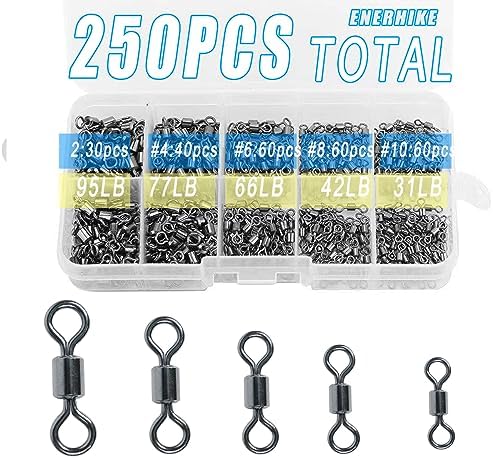 250pcs Fishing Swivel Rolling Barrel Swivel Stainless Steel Swivels Corrosion Resistance Black Nickle Connector for Freshwater Saltwater Fishing Tackle #2#4#6#8#10 - Image 7