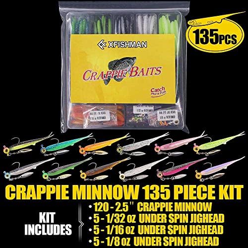 Crappie-Baits- Plastics-Jig-Heads-Kit-Shad-Minnow-Fishing-Lures-for Crappie-Panfish-Bluegill-40 &135 Piece Kit - Image 7