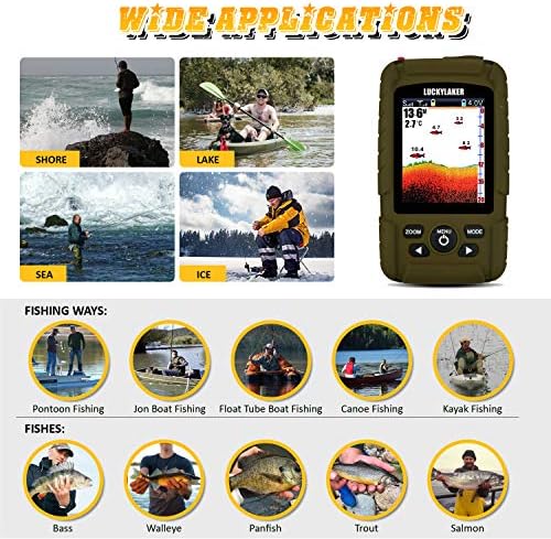 LUCKY Portable Sonar Fish Finder Boat Depth Fishing Fish Finders Waterproof Handheld Wireless Fishing Finder Kayak Transducer Depth Finders for Ice Fishing Sea - Image 7