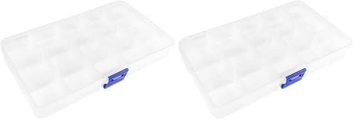 ZUFECY Fishing Tackle Box, Storage Organizer with Adjustable 15 Dividers, Transparent Organizer Tray Organizers and Storage Box for Tackle Bead (Pack of 2) by ZUFECY