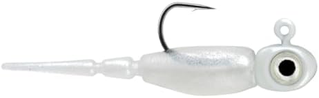 Northland Tackle Rigged Tungsten Pin Fry Ice Fishing Jig with Minnow Fry Body, 2 Pre-Rigged Jig Heads & 3 Extra Ice Fishing Plastics, Tungsten Jig Heads for Panfish, 1/28 Oz, Glo White by NorthlandFishingTackle