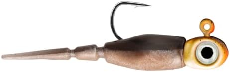 Northland Tackle Rigged Tungsten Pin Fry Ice Fishing Jig with Minnow Fry Body, 2 Pre-Rigged Jig Heads & 3 Extra Ice Fishing Plastics, Tungsten Jig Heads for Panfish, 1/16 Oz, Woodtick by NorthlandFishingTackle
