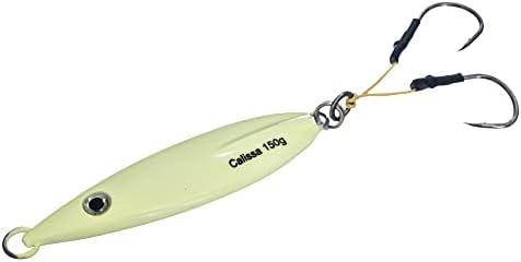 Calissa Offshore Tackle Fast Fall Jig 80g 150g 250g 300LBS Assist Hooks 3/0 Butterfly - Vertical Speed Lure Slow Pitch Flat - Glow Color Painted on Both Sides - Image 3