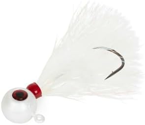 UMT Mylar Bucktail Fluke Ball Jighead for Saltwater Fishing 2oz, 3oz, 4oz - White - 6/0 Mustad Hook, 3D Eye – Flounder, Porgies, Sea Bass, Blackfish Tautog & Bluefish - Image 3