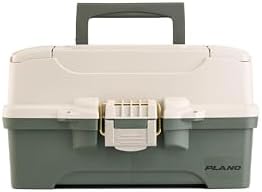 Plano Two-Tray Tackle Box, Green/Tan, Rust-Proof Brass Latch, Top-Access Tray with Deep Storage, Made in the USA, Portable Fishing Gear Storage Organizer by PLANO%C2%AEOutdoors