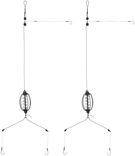 2 Sets Carp Fishing Feeder Baits Cage Spring Fish Feeder with Holder by Unknown