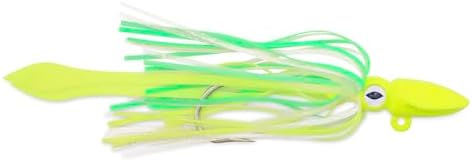 No Alibi Alien Jig - Squid Head, 4 oz, Glow Green/Chartreuse Head, Green/Chartreuse Skirt, Chartreuse Squid Paws, 10/0 Hook - Image 2