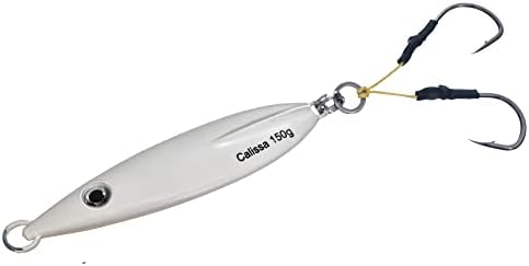 Calissa Offshore Tackle Fast Fall Jig 80g 150g 250g 300LBS Assist Hooks 3/0 Butterfly - Vertical Speed Lure Slow Pitch Flat - Glow Color Painted on Both Sides - Image 3