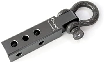 SALMAN 5T 11,000 LBS WLL Aluminum Alloy 6061 Long Hitch Receiver and Bow-Shackle and Pin with R Clip Winch Accessories (Grey) by SALMAN