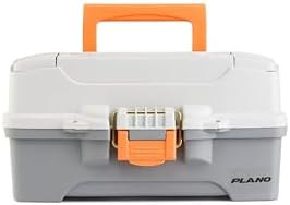 Plano One-Tray Tackle Box, Light Grey/Dark Grey, Rust-Proof Brass Latch, Top-Access Tray with Deep Storage, Made in the USA, Portable Fishing Gear Storage Organizer by PLANO%C2%AEOutdoors