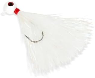 UMT Mylar Bucktail Fluke Ball Jighead for Saltwater Fishing 2oz, 3oz, 4oz - White - 6/0 Mustad Hook, 3D Eye – Flounder, Porgies, Sea Bass, Blackfish Tautog & Bluefish - Image 2