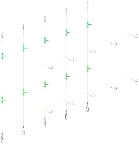 Realure 5 Pack Pre-Tied High-Low Surf Fishing Rigs, 3 Sizes 1/0#-3/0# Double Hook Bottom Rig, Hand Tied Saltwater Tackle for Flounder, Cod, Striped Bass, Whiting, Redfish Pier Surf Casting by Realure