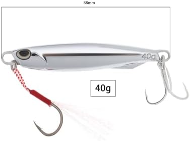 2Pcs 40g Fishing Lure Metal Casting Jig with Trebles Hooks Metal Fishing Lure for Mackerel Cod Bass Sea Freshwater Fishing Chrome - Image 4