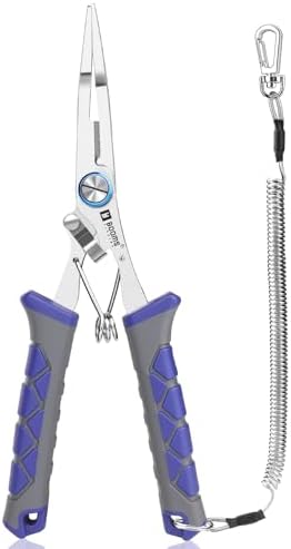 Booms Fishing Pliers Stainless Steel: 6.5" Split Ring Pliers - Braided Line Cutter & Scissors with Lanyard - Fish Hook Remover Tool for Saltwater and Freshwater - Fishing Tools for Angler, XW13 by BoomsFishing