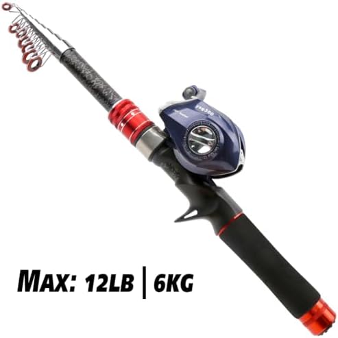 Telescopic Fishing Rod and Reel Combos, Carbon Fiber Fishing Rod with Stainless Steel Baitcasting Reel Portable Fishing Pole Reel Combo for Travel Saltwater Freshwater - Image 5