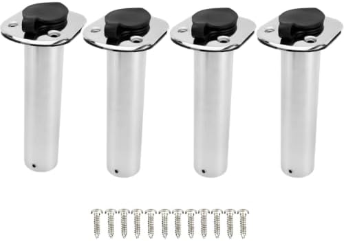 YaeMarine 4Pcs Stainless Steel Rod Holders with Rubber Cap, Liner, Gasket by YaeMarine
