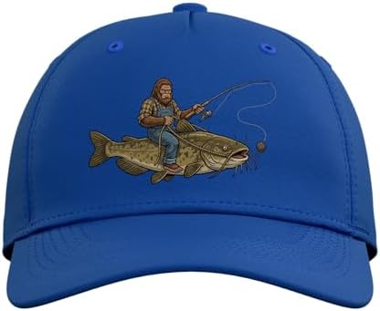Flathead Catfish Fishing Bigfoot Riding Fisherman Funny Adjustable Baseball Hat - Image 2