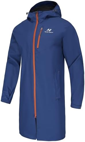 NORDIC OUTLAND Rain Jacket Men,Waterproof Breathable Long Raincoat with Hood Mesh Lining,Windbreaker for outdoor activities by NordicOutland