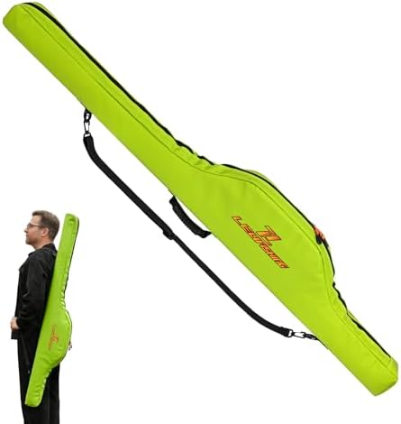 LEOFISHING Portable Folding Water-Resistant Fishing Pole Bag 45cm/17.7in 120cm/47.2in Shock-Resistant Fishing Pole Carrier Case Store up to 2-3 Fishing Rod with Reel and Gears by LEOFISHING