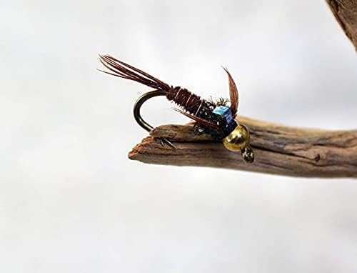 Bead Head Flash Back Pheasant Tail Mayfly Nymph Flies Tied on Mustad Signature Fly Hooks - 12 Flies - Image 2