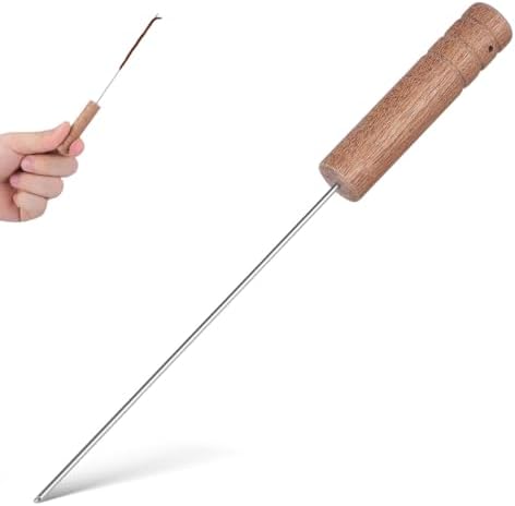 SEWACC Worm Threader Tool for Fishing Baiting Needle with Wooden Handle Carp Baiting Accessories for Freshwater and Saltwater Portable Fishing Rigging Tool 5.90in by SEWACC