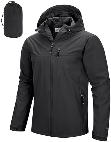 33,000ft Men's Packable Rain Jacket Waterproof Raincoat with Hood by 33000ft