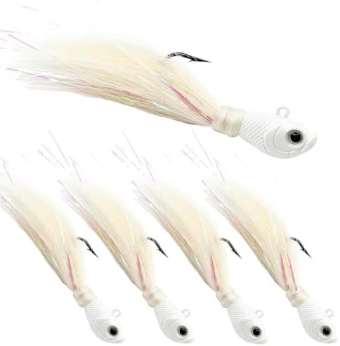 9KM DWLIFE Bucktail Jigs, Handmade Hair Lures for Bass & Saltwater Fishing by 9KMDWLIFE