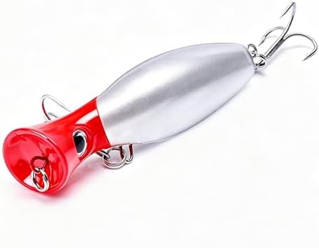 Popper Fishing Lure, JAZALIC Topwater Popper Lures 3D Eyes Fishing Accessories for Saltwater Surface Casting and Freshwater Surface Fishing, Gt Tuna Kingfish Large Predator Fish (5.11in, 1.48Oz) by JAZALIC