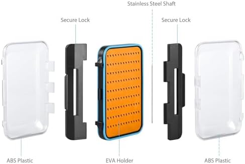 Gonex Fly Boxes for Fly Fishing Jig Boxes Two-Sided Waterproof Lightweight Fly Fishing Box Easy Grip Transparent Lid Fly Fishing Lures Box, 5.9"x 3.8"x 1.77", Orange - Image 6