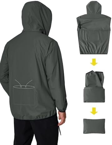 COOFANDY Men's Light Rain Jacket Packable Waterproof Raincoat Windbreaker - Image 5