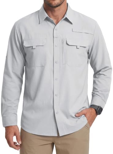 WULFUL Men's Sun Protection Fishing Shirts UPF 50+ Lightweight Quick Dry Cooling Long Sleeve Shirts for Work Hiking Safari by WULFUL